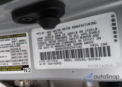 2005 Toyota Corolla S from USA, damaged, VIN 1NXBR32E05Z347140